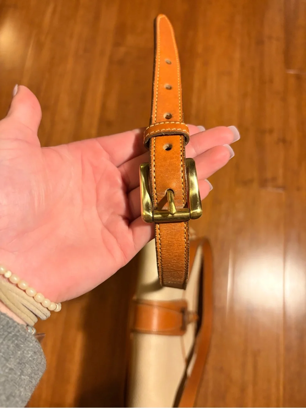 Dooney & Bourke Cream and Tan Leather Crossbody Shoulder Bag